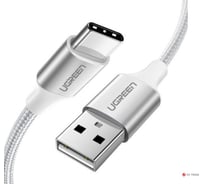 Кабель Ugreen us288 usb-a 2.0 to usb-c cable nickel plating aluminum braid, длина: 1,5м. цвет: серебристый 60132_
