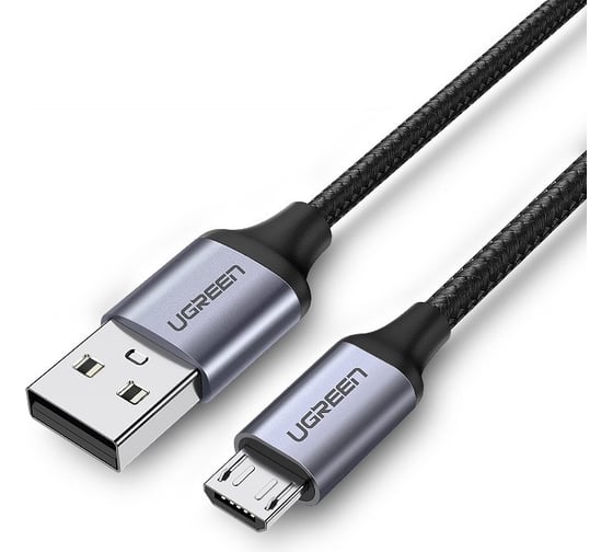 Кабель Ugreen us290 usb 2.0 a to micro usb cable nickel plating alu braid, длина: 1м, цвет: серо-черный 60146_