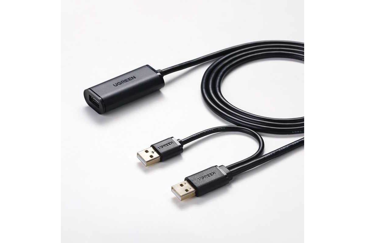 Кабель-удлинитель Ugreen us137 usb 2.0 active extension cable, длина: 5м,  цвет: черный 20213_ - выгодная цена, отзывы, характеристики, фото - купить  в Москве и РФ