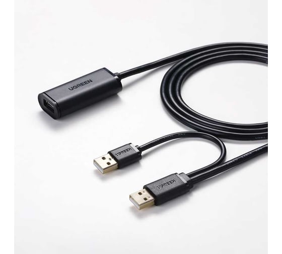 Кабель-удлинитель Ugreen us137 usb 2.0 active extension cable, длина: 5м, цвет: черный  _ 20213