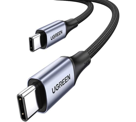 Кабель Ugreen us535 usb-c to usb-c 240wpd fast charging cable в оплетке, длина: 2 м. цвет: серый космос 90440