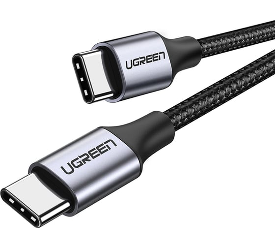 Кабель Ugreen круглый us261 usb 2.0 c m/m round cable nickel plating aluminum shell, длина 1 м. цвет: серо-черный 50150_ 1