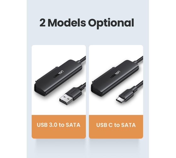 Конвертер Ugreen cm321 usb-a to 2.5-inch sata converter, длина 50 см. цвет: черный 70609