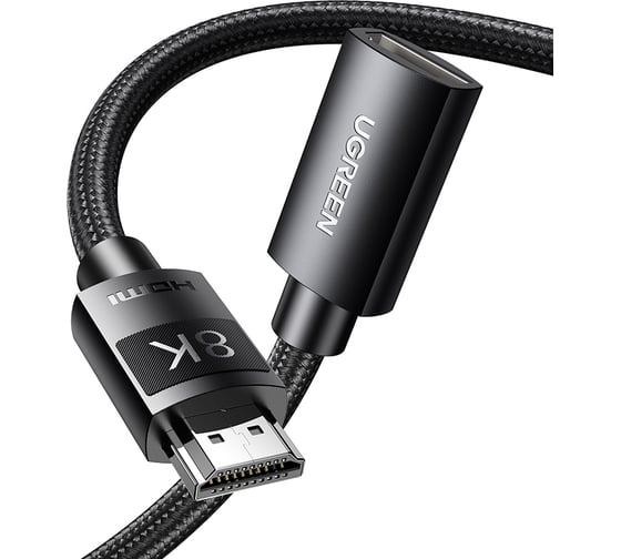 Кабель-удлинитель Ugreen n hd151 hdmi 8k male to female extension cable, длина 1 м. цвет: черный 40447_
