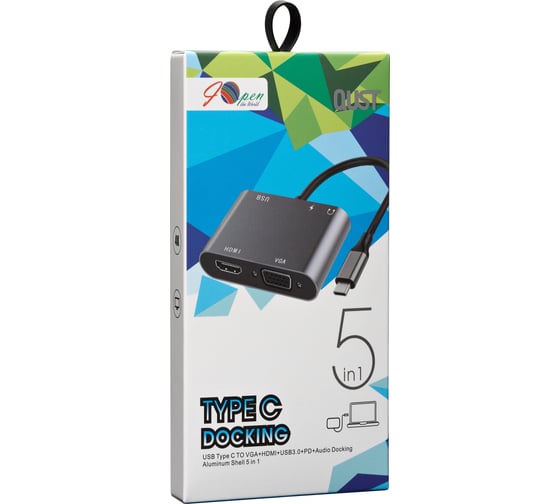 Адаптер AOpen/Qust usb type cm - vga hdmi 4k 30hz usb 3.0 pd audio ACU4511