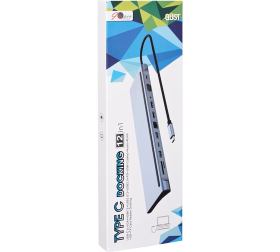 Адаптер AOpen/Qust usb type cm - 2 usb 3.0 usb 2.0 rj45 100mbs 2 hdmi vga pd type c tf sd audio ACU4700
