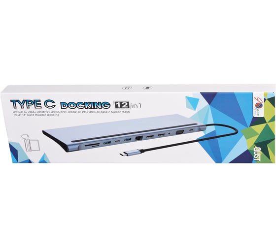 Адаптер AOpen/Qust usb type cm - 2 usb 3.0 usb 2.0 rj45 100mbs 2 hdmi vga pd type c tf sd audio ACU4700