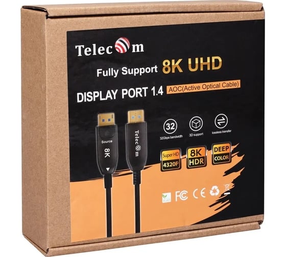 Активный оптический кабель displayport 1.4 Telecom 8k 60hz 40m TCG2130-40M