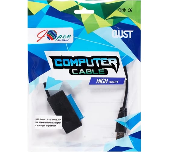 Кабель-адаптер uAOpen/Qust sb3.0 - sata iii 2.5/3,5" ssd правый угол 0.2m ACU817A