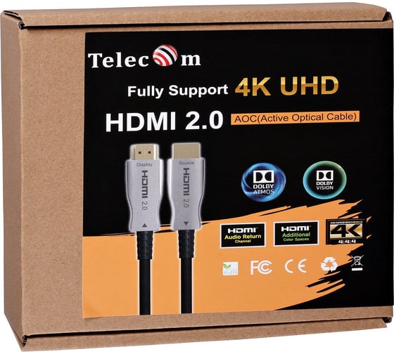 Активный оптический кабель hdmi 19m/m ver 2.0 Telecom 4k 60hz 10m TCG2020-10M