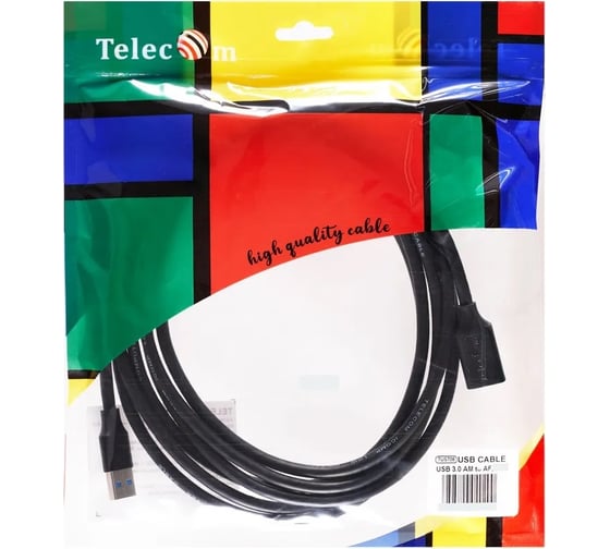 Удлинительный кабель Telecom usb 3.0 am - af 1.8m черный TUS708-1.8M 1