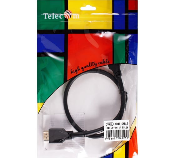 Кабель Telecom hdmi 19m/m ver 2.1 8k 60hz 0.5m медь TCG255-0.5M