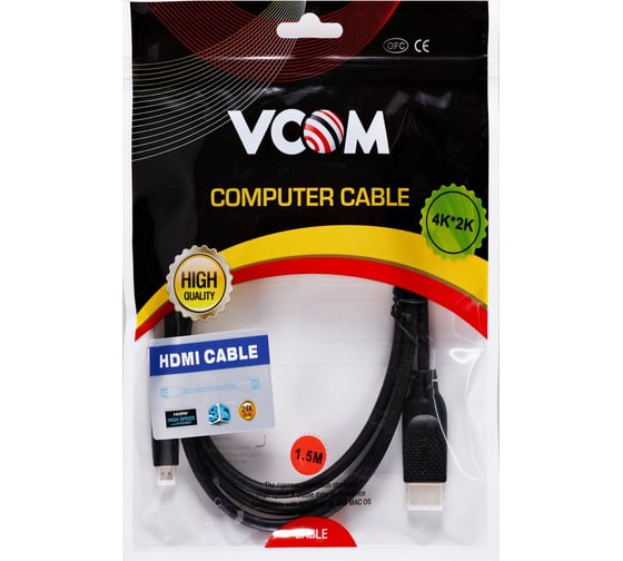 Кабель VCOM hdmi 19m - micro hdmi 19m, ver 2.0, 1.5m, медь CG587-1.5M