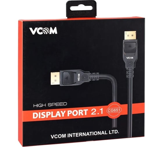Соединительный кабель VCOM displayport v2.1, 40gbps, 8k, 60hz, 2m, медь CG651-2.0