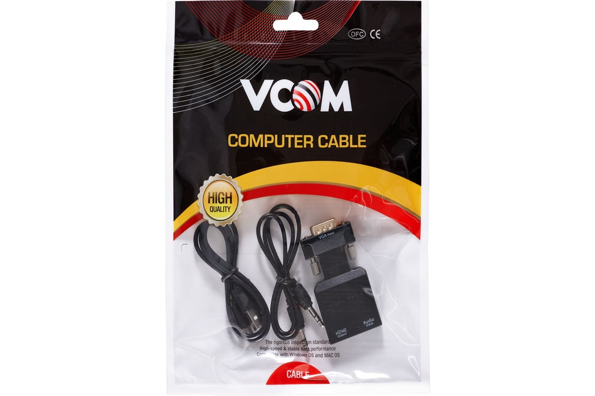 Переходник VCOM vga m и audio и micro usb - hdmi f 1080 60hz CA337A -  выгодная цена, отзывы, характеристики, фото - купить в Москве и РФ