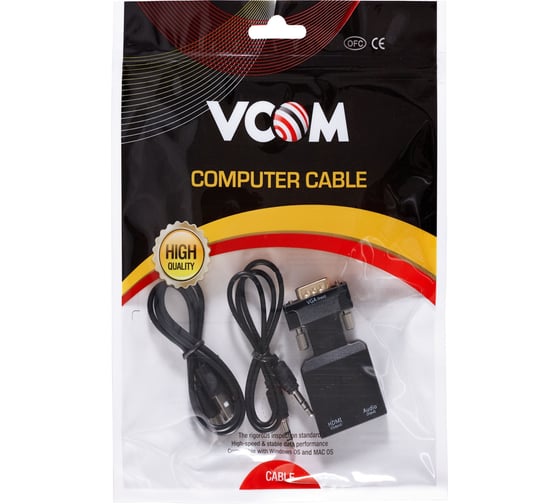 Переходник VCOM vga m и audio и micro usb - hdmi f 1080 60hz CA337A