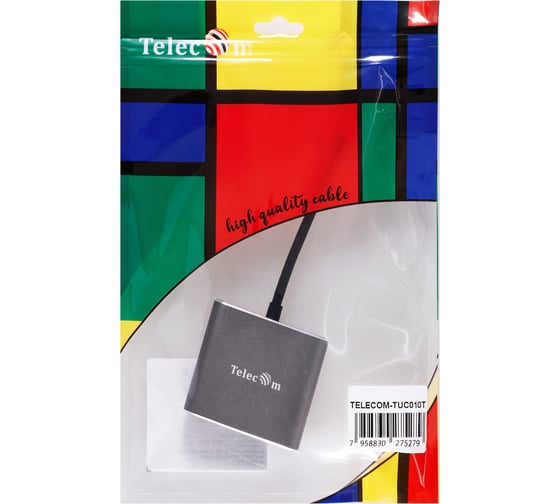 Кабель-адаптер Telecom usb 3.1 type cm - hdmi и usb 3.0 и pd 100wt charging 4k 30hz TUC010T