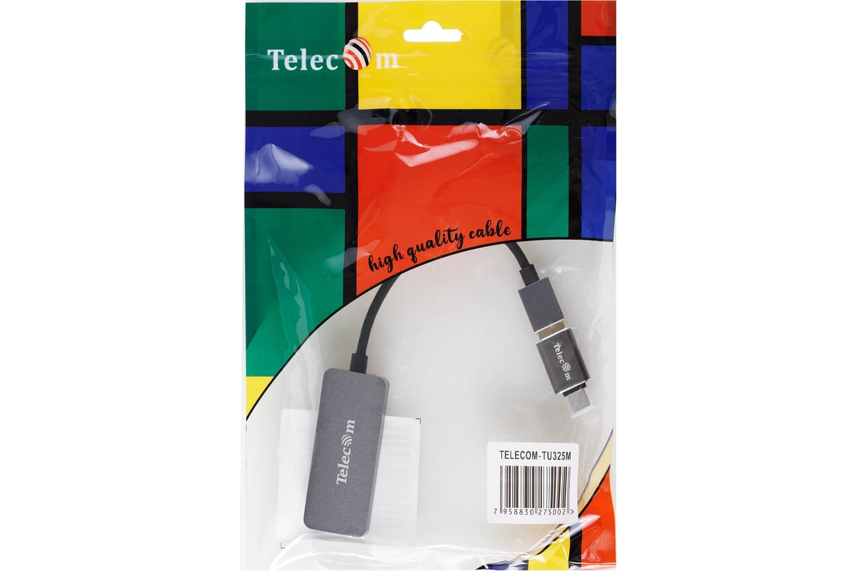 Кабель-переходник Telecom usb 3.0 - rj-45 2.5g ethernet и type c адаптер,  0.15m TU325M - выгодная цена, отзывы, характеристики, фото - купить в  Москве и РФ