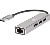 Переходник VCOM usb 3.0 - rj-45 1000mbps и 3хusb 3.0 aluminum shell 0.2m DH312A