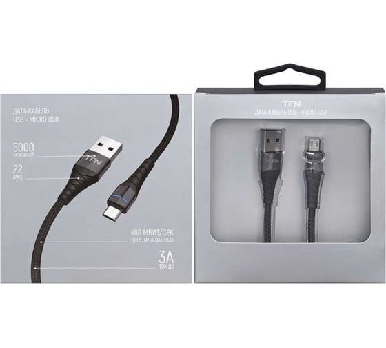Кабель TFN microUSB knight 1.0m black TFN-CKNMICUSB1MBK