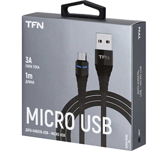 Кабель TFN microUSB knight 1.0m black TFN-CKNMICUSB1MBK