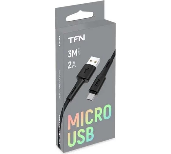 Кабель TFN microUSB 3.0m black TFN-CMICUSB3MBK