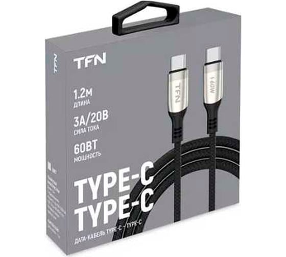 Кабель TFN TypeC-TypeC blaze 60W 1.2m ni TFN-C-BLZ-CC1M-NI