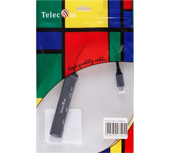 Переходник Telecom type c - usb 3.0 и 2хusb 2.0 и sd 2.0 и tf 2.0 aluminum shell 0.15m TA309C
