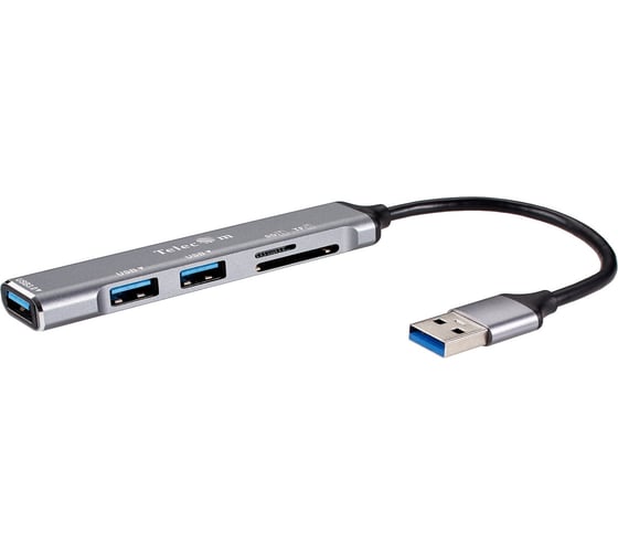 Переходник Telecom usb 3.0 - usb 3.0 и 2хusb 2.0 и sd 2.0 и tf 2.0 aluminum shell 0.15m TA309U 1
