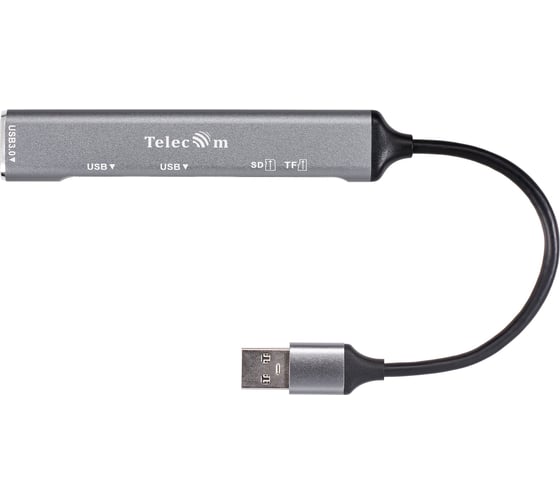 Переходник Telecom usb 3.0 - usb 3.0 и 2хusb 2.0 и sd 2.0 и tf 2.0 aluminum shell 0.15m TA309U
