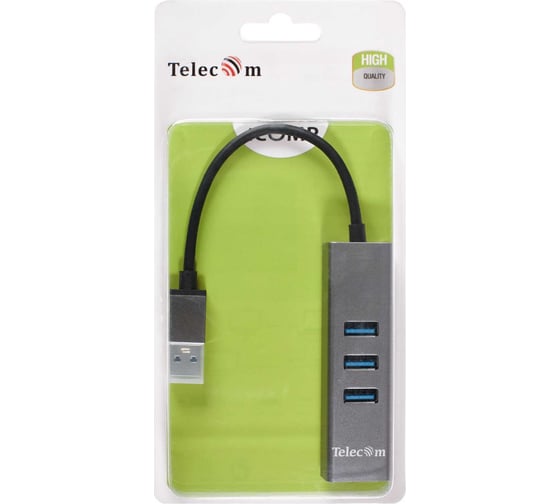 Переходник Telecom usb 3.0 - 4хusb 3.0 aluminum shell 0.2m TA310U
