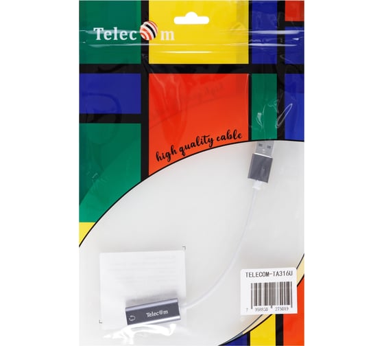 Переходник аудио Telecom usb 2.0 m - 3.5мм f гнездо 0.1m TA316U