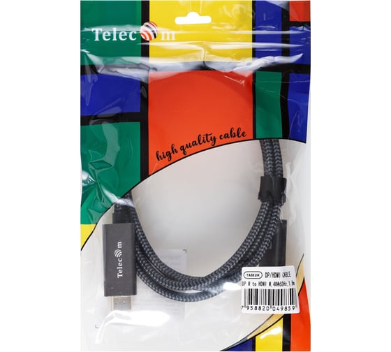 Кабель Telecom displayport m - hdmi m 4k 60hz 1.8m оплетка TA561M-1.8M