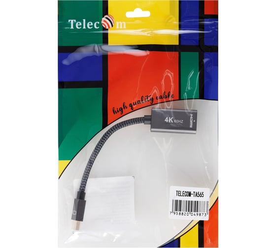 Адаптер Telecom mini displayport m - hdmi f 0.15m оплетка 4k 60hz TA565