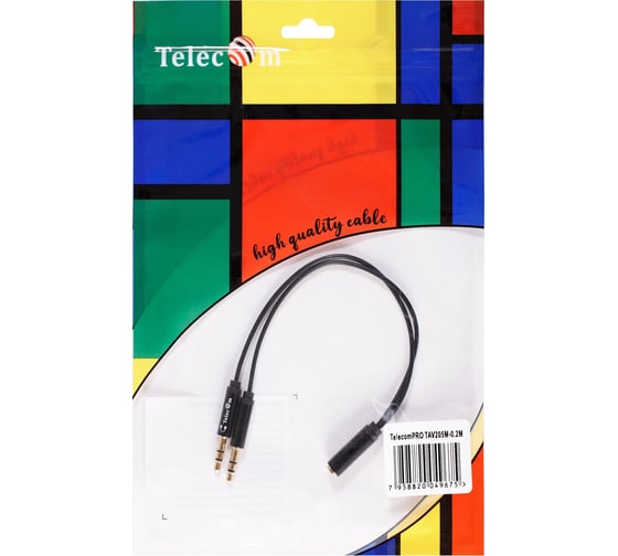 Кабель-адаптер Telecom 2x3.5 st m/3.5 st f 0.2m TAV205M-0.2M