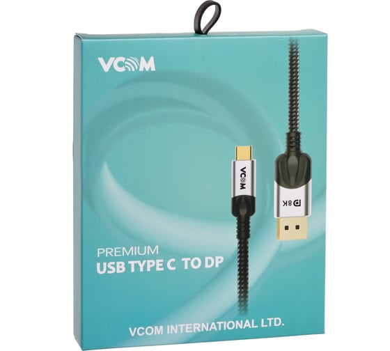 Кабель-адаптер VCOM usb 3.1 type cm - displayport m 8k 60hz 1.8m alumi shell CU422MCV-1.8M