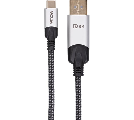 Кабель-адаптер VCOM usb 3.1 type cm - displayport m 8k 60hz 1.8m alumi shell CU422MCV-1.8M