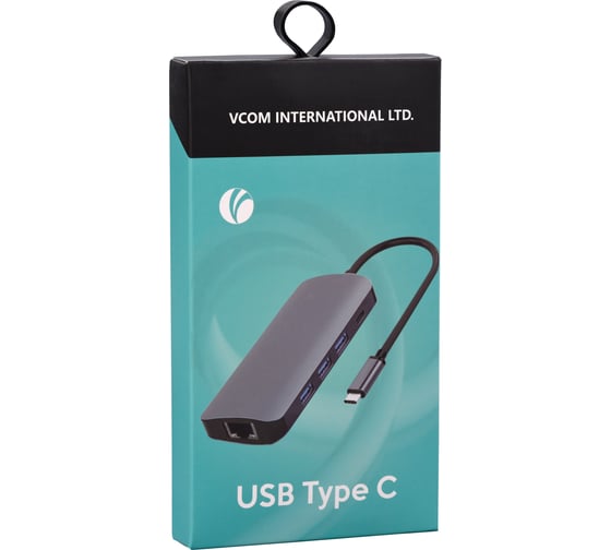 Кабель-адаптер VCOM usb 3.1 type cm - hdmi 4k 60hz и 3хusb 3.1 и rj45 и tf и sd и pd CU4641
