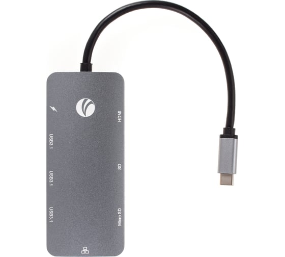 Кабель-адаптер VCOM usb 3.1 type cm - hdmi 4k 60hz и 3хusb 3.1 и rj45 и tf и sd и pd CU4641