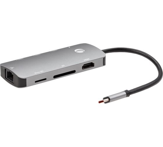 Кабель-адаптер VCOM usb 3.1 type cm - hdmi 4k 60hz и 3хusb 3.1 и rj45 и tf и sd и pd CU4641