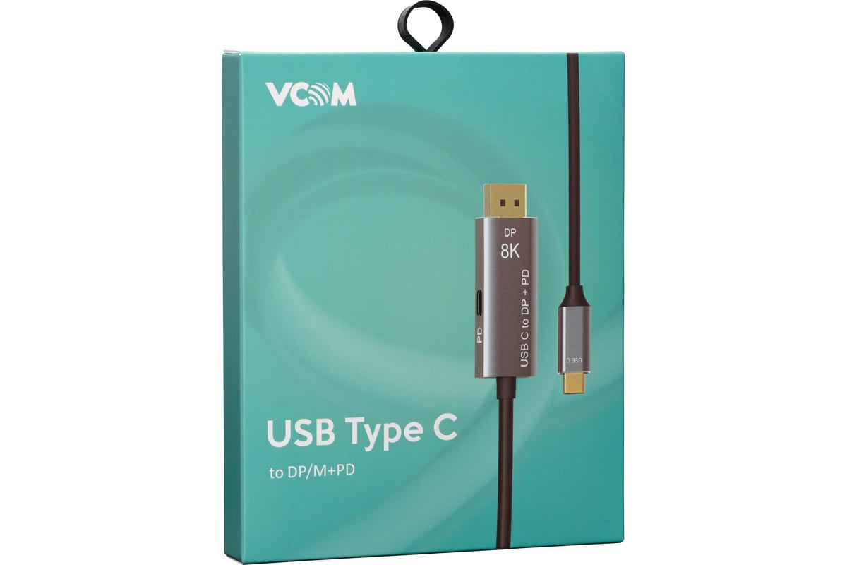 Кабель-адаптер VCOM usb type cm - displayport m 1.4v 8k 60hz pd 100w 1.8m  alum shell CU480MCPD-1.8M - выгодная цена, отзывы, характеристики, фото -  купить в Москве и РФ