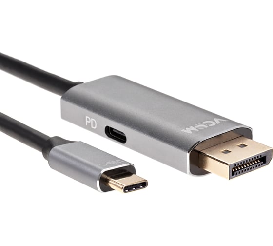 Кабель-адаптер VCOM usb type cm - displayport m 1.4v 8k 60hz pd 100w 1.8m alum shell CU480MCPD-1.8M