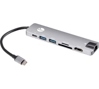 Aдаптер VCOM type cm - hdmi af 4k 30hz и usb 3.0 и usb 2.0 и rj45 и tf и cd и pd alum shell CU4351