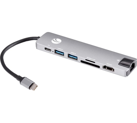 Aдаптер VCOM type cm - hdmi af 4k 30hz и usb 3.0 и usb 2.0 и rj45 и tf и cd и pd alum shell CU4351