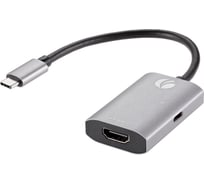 Aдаптер VCOM usb 3.1 type cm - hdmi af 4k 60hz pd charging alum shell CU452A