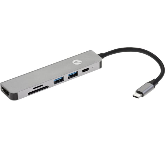 Aдаптер VCOM type cm - hdmi 4k 30hz и 2хusb 3.0 и tf и sd и pd alumishell CU4371 1
