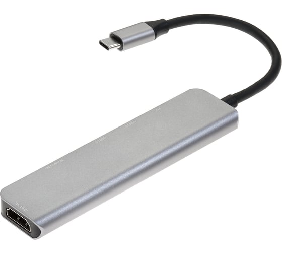 Aдаптер VCOM type cm - hdmi 4k 30hz и 2хusb 3.0 и tf и sd и pd alumishell CU4371