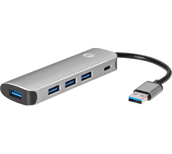 Aдаптер VCOM концентратор usb 3.1 type a - 4 usb 3.0 alum shell hub и pd CU4383A 1