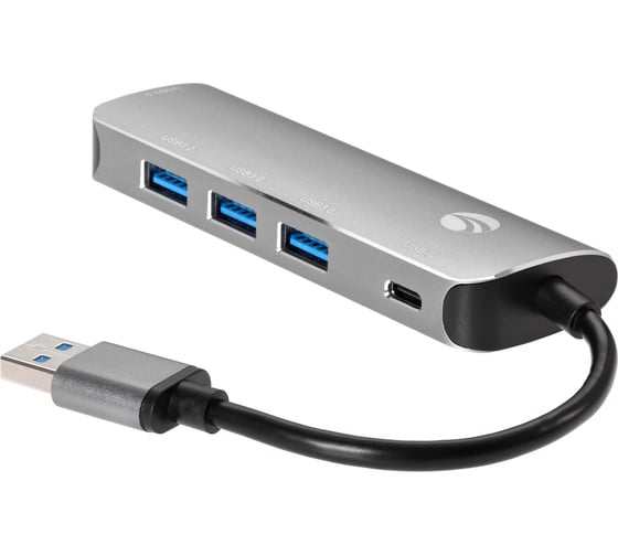Aдаптер VCOM концентратор usb 3.1 type a - 4 usb 3.0 alum shell hub и pd CU4383A