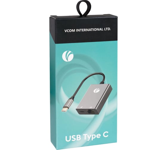 Aдаптер VCOM type c - rj45 и pd 100вт allum shell CU4591